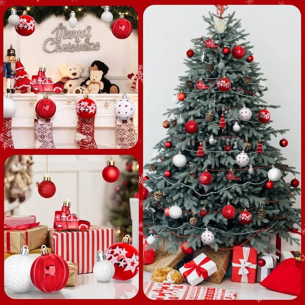 42 Pcs Christmas Ornaments Various Styles of Christmas Ball Holiday